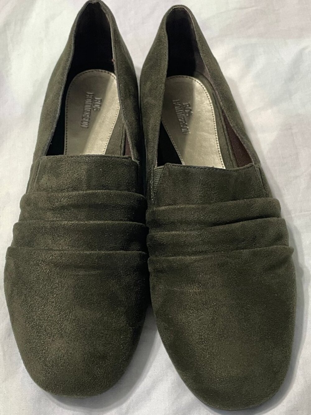 Ros Hommerson Donut 63002-66 Womens Sz 10.5 Green Suede Loafer Flats Shoes Excel